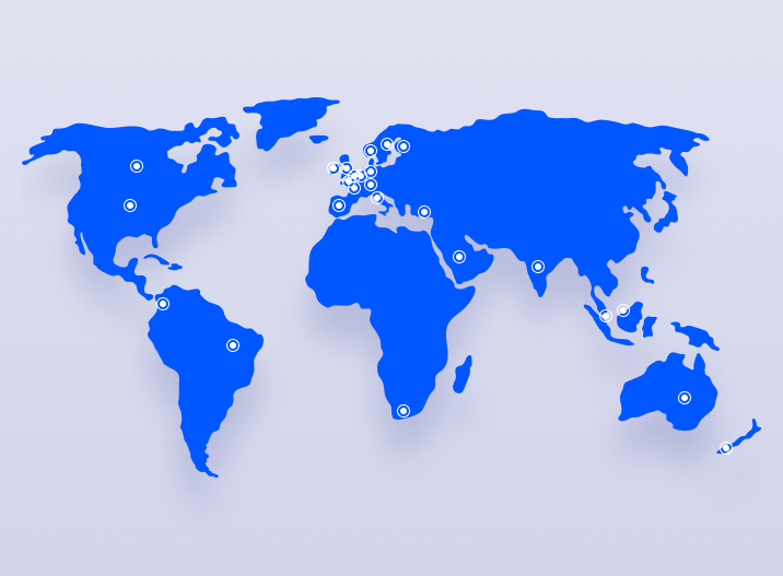 World map highlighting the countries where Team Today is used