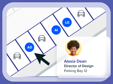 An interactive floor plan with Alexia Dean booked onto Desk 35