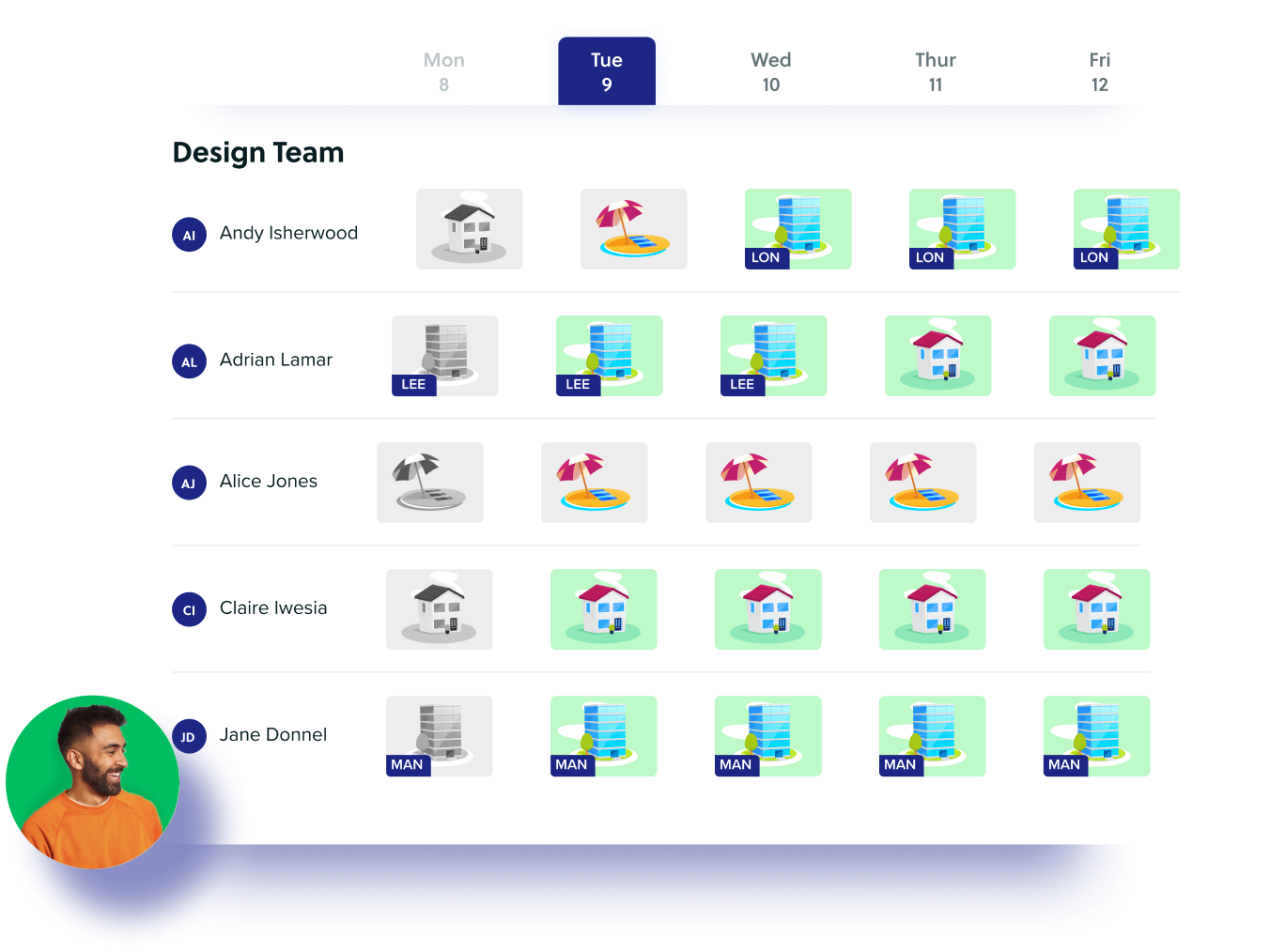 Team whereabouts weekly planner