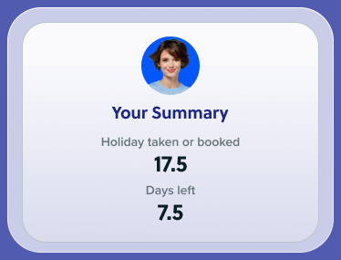 A personal holiday summary showing days taken and days left