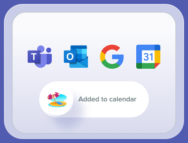 Teams, Outlook, Google and Google Calendar logos with a holiday added to the calendar