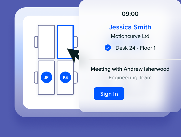 Booking a visitor in and assigning them a desk