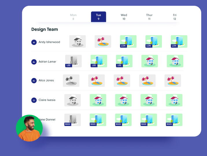 Team whereabouts weekly planner for the design team